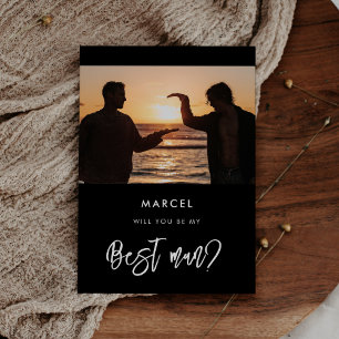 Contemporary Black Best man frieri fotokort Inbjudningar
