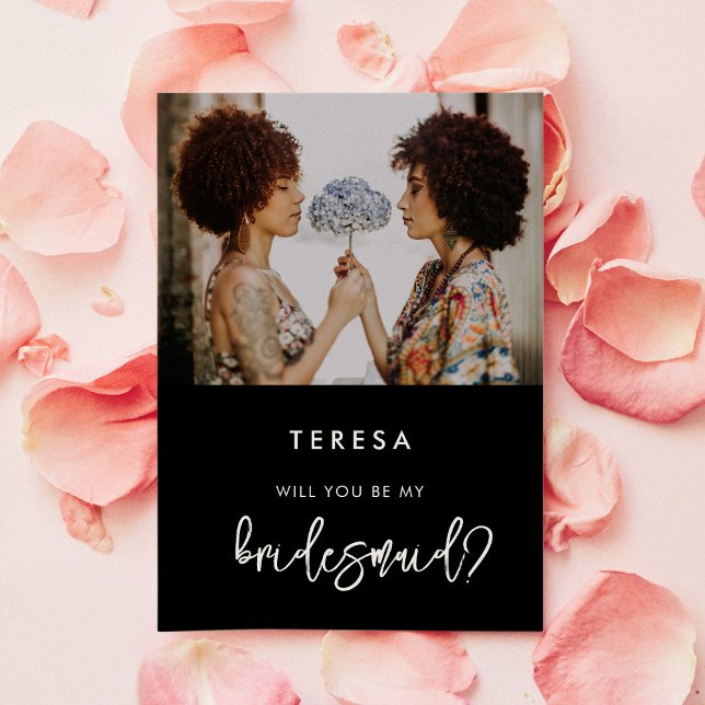 Contemporary Black Bridesmaid frieri fotokort Inbjudningar (Skapare uppladdad)