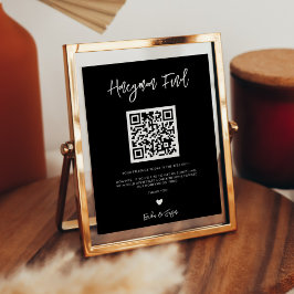 Contemporary Black Bröllop Honeymoon-fondsskylt Poster