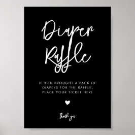 Contemporary Black Diaper Raffle-skylt Poster