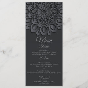 Contemporary Black Papper cut Mandala Bröllop Meny