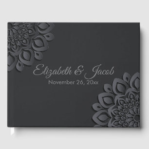 Contemporary Black Papper cut Mandala Gästböcker
