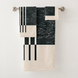 "Contemporary Black Piping" Bath Towel Set