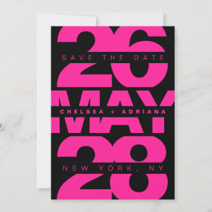 Contemporary Black Rosa Bold Typography Bröllop Spara Datumet