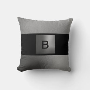 Contemporary Black Slick Grått Pillow-B Kudde