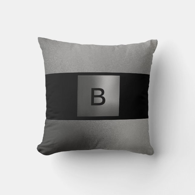 Contemporary Black Slick Grått Pillow-B Kudde (Framsida)