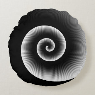 Contemporary Black & White Snyggt Artistic Twirl Rund Kudde