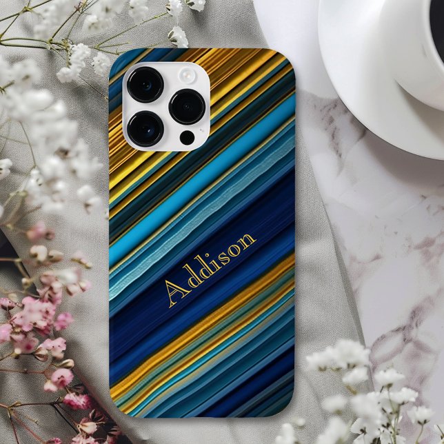 Contemporary Blue/Guld Abstrakt Rand (Skapare uppladdad)