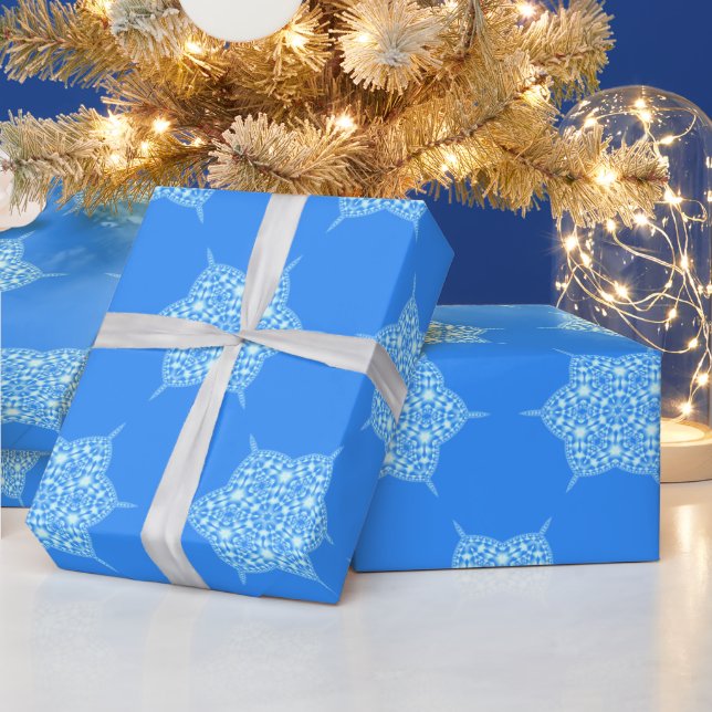 Contemporary Blue Snowflake Mönster Presentpapper (Helgdagar)