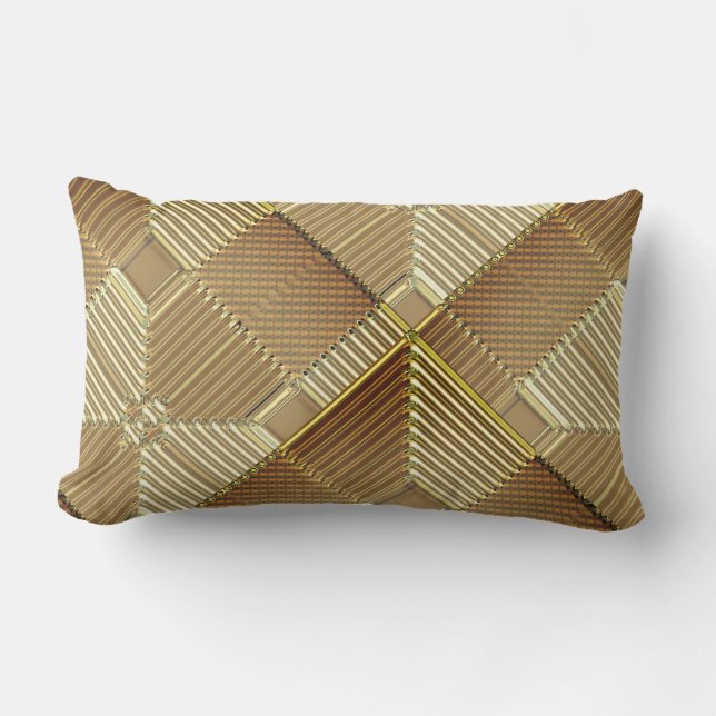 Contemporary Bronze Guld Geometrics Lumbar Pillow Lumbarkudde (Framsida)