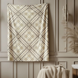 Contemporary Brown Ivory Bedding Subtle Mönster Fleecefilt