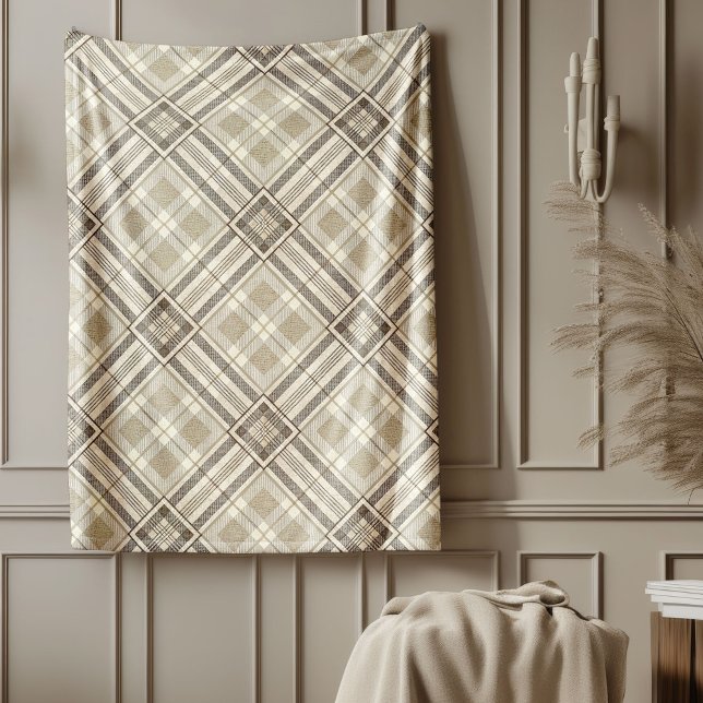Contemporary Brown Ivory Bedding Subtle Mönster Fleecefilt (Contemporary Brown Ivory Bedding Subtle Patterns Fleece Blanket)
