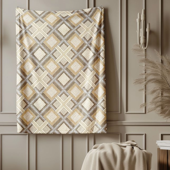 Contemporary Brown och Ivory Subtle Mönster Fleecefilt (Contemporary Brown and Ivory Subtle Patterns Fleece Blanket)