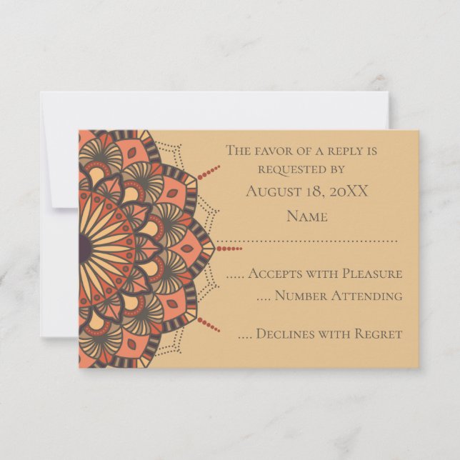 Contemporary Brown Peach Mandala OSA kort (Framsida)
