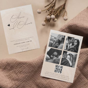 Contemporary calligraphy-foto QR-kod bröllop Inbjudningar