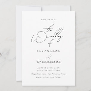 Contemporary Calligraphy Simple Bröllop Inbjudningar