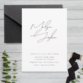 Contemporary Calligraphy Simple Wedding Investigat Inbjudningar