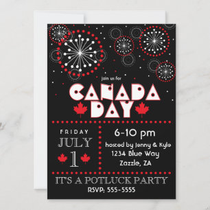 Contemporary Canada Day Fireworks Party Inbjudningar