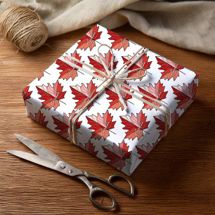 Contemporary Canadian Maple Löv Mönster ID1071 Presentpapper