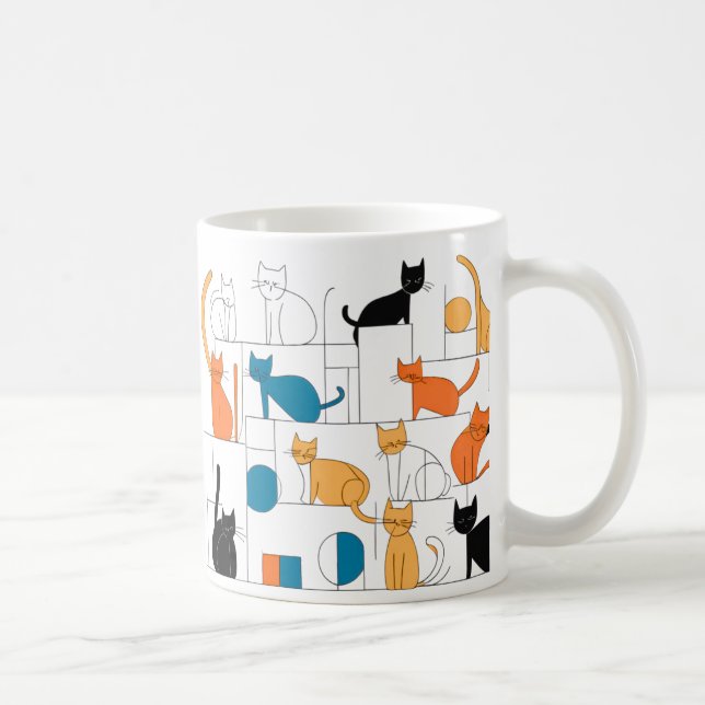 Contemporary Cat Art Cat Silhouettes Mugg (Höger)