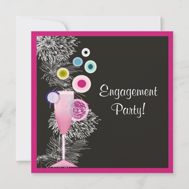 Contemporary Champagne Förlovning Meddelande Inbjudningar (Framsida)