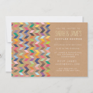 Contemporary Chevron Par Shower Party Inbjudan