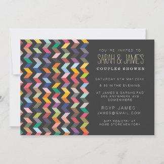 Contemporary Chevron Par Shower Party Inbjudan