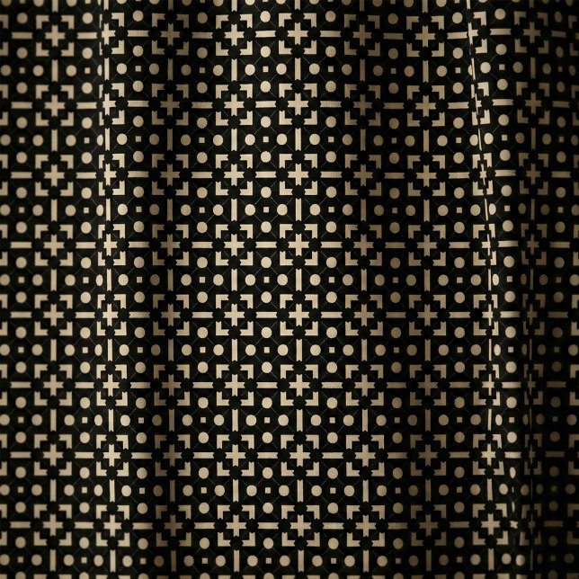 Contemporary Chic Black & Beige Geometric Mönster Tyg (Skapare uppladdad)