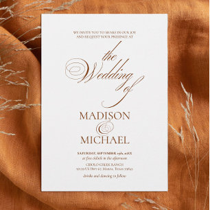 Contemporary Chic Boho Brown Fall Wedding Inbjudningar