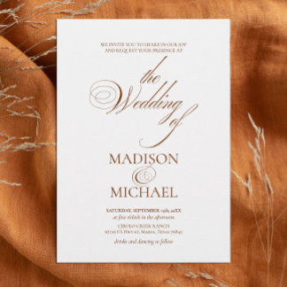 Contemporary Chic Boho Brown Fall Wedding Inbjudningar