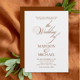 Contemporary Chic Boho Brown Fall Wedding Inbjudningar