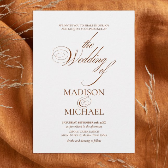 Contemporary Chic Boho Brown Fall Wedding Inbjudningar (Skapare uppladdad)