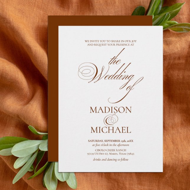 Contemporary Chic Boho Brown Fall Wedding Inbjudningar (Skapare uppladdad)