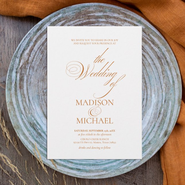 Contemporary Chic Boho Orange Fall Wedding Inbjudningar (Skapare uppladdad)