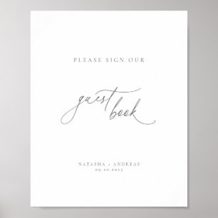 Contemporary Chic Grått Minimalist Guest Bok Poster