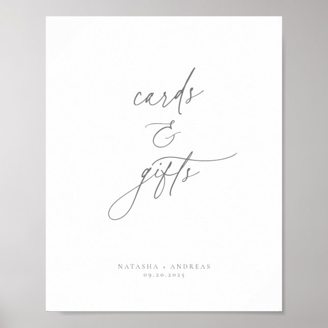 Contemporary Chic Grått Minimalistkortsgåvor Poster (Framsidan)
