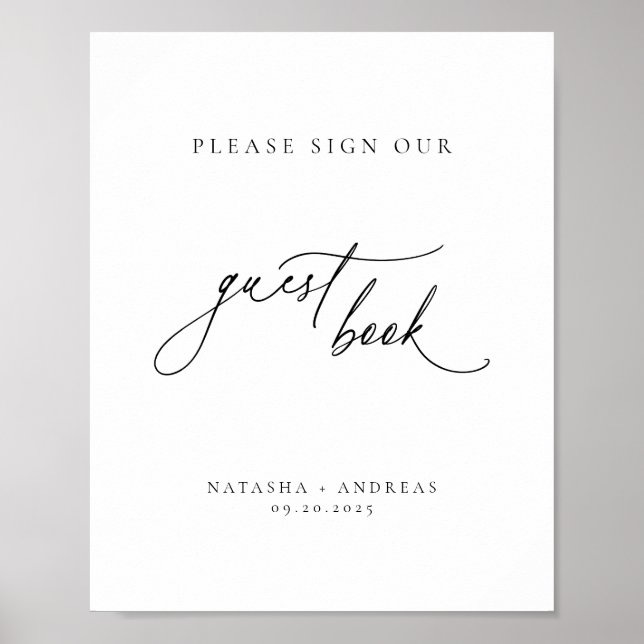Contemporary Chic Minimalist Guest Bok Poster (Framsidan)