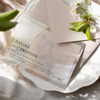 Contemporary Chic Script Vågrät Photo Bröllop Inbjudningar