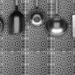 Contemporary Chic Svartvitt Geometric Mönster Kakelplatta