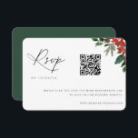 Contemporary Chic Winter Wedding QR-kod OSA Kort<br><div class="desc">Contemporary Chic Minimalist Winter Wedding,  QR-kodOSA kort. Elegant namnteckning skriptgrafisk "Osa"-titel med elegant vattenfärg vinter botaniskt grönämne och röd poinsettia-blommigtar.</div>