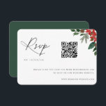 Contemporary Chic Winter Wedding QR-kod OSA Kort<br><div class="desc">Contemporary Chic Minimalist Winter Wedding,  QR-kodOSA kort. Elegant namnteckning skriptgrafisk "Osa"-titel med elegant vattenfärg vinter botaniskt grönämne och röd poinsettia-blommigtar.</div>