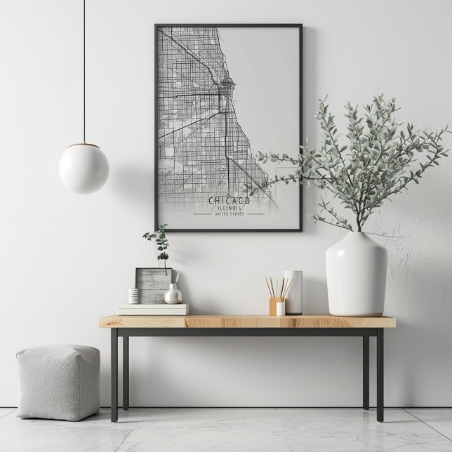 Contemporary Chicago Illinois Street Karta Poster (Skapare uppladdad)