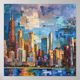 Contemporary Chicago Skyline Art Print Poster