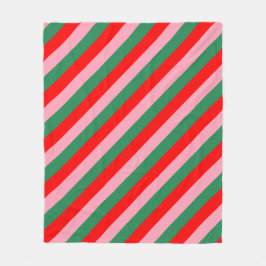 Contemporary Christmas Candy Stripes Fleecefilt