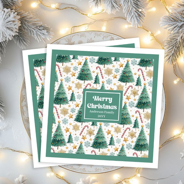 Contemporary Christmas Trees Festive Paper Napkins Pappersservett (Contemporary Christmas Trees Festive Paper Napkins)