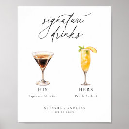 Contemporary Cocktails Namnteckning Drinks Poster