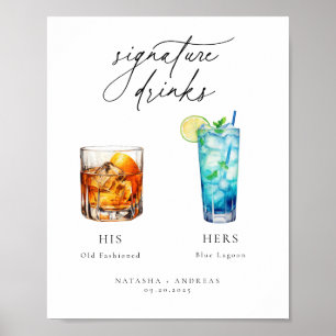 Contemporary Cocktails Namnteckning Drinks Poster