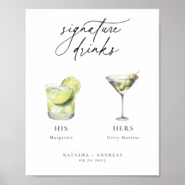 Contemporary Cocktails Namnteckning Drinks Poster