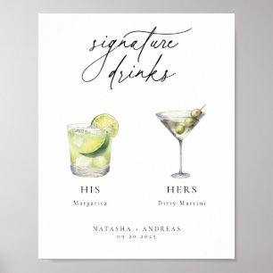 Contemporary Cocktails Namnteckning Drinks Poster