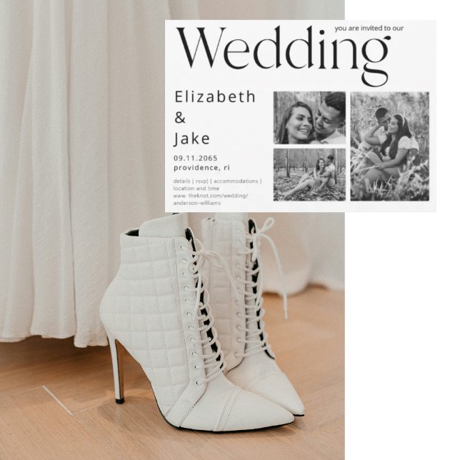 Contemporary Collage B/W-inbjudan till fotobröllop Inbjudningar (Skapare uppladdad)